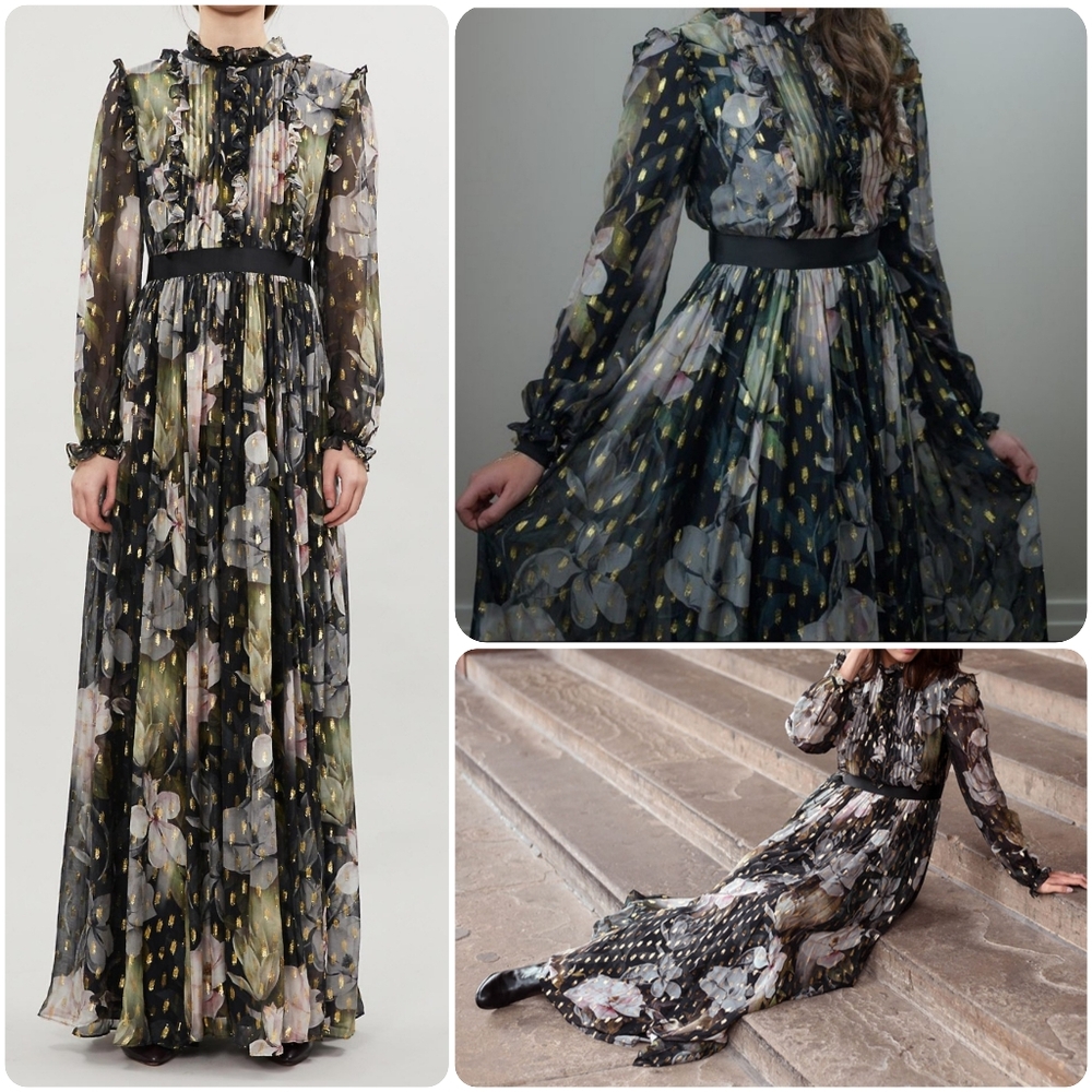 SOLD LIKE NEW TED BAKER HTF SILK BLEND HUNNIE MAXI DRESS - Picture 9 of 9